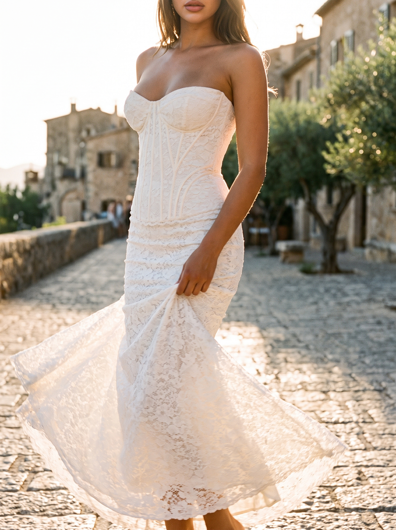 Genevieve Corset Maxi Dress | Women's Strapless Wedding Gown