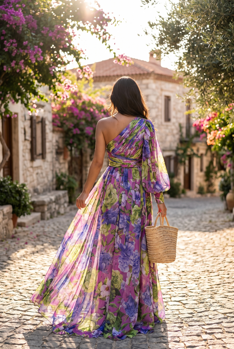 Valentina One-Shoulder Maxi Dress | Women's Floral Resort Gown
