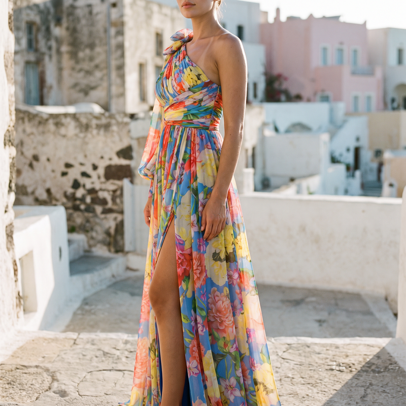 Valentina One-Shoulder Maxi Dress | Women's Floral Resort Gown