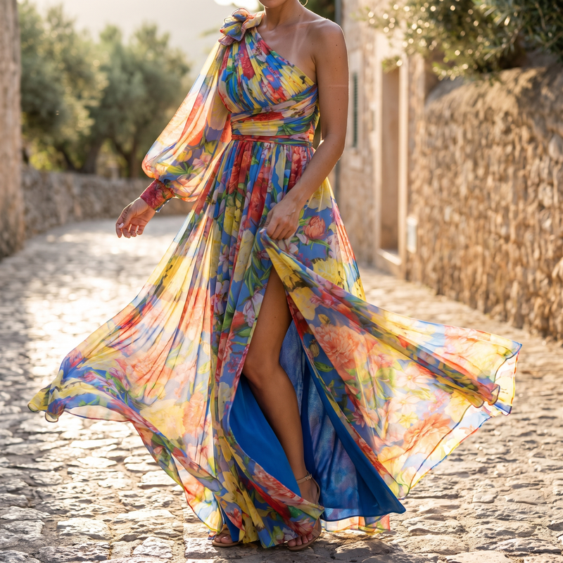 Valentina One-Shoulder Maxi Dress | Women's Floral Resort Gown