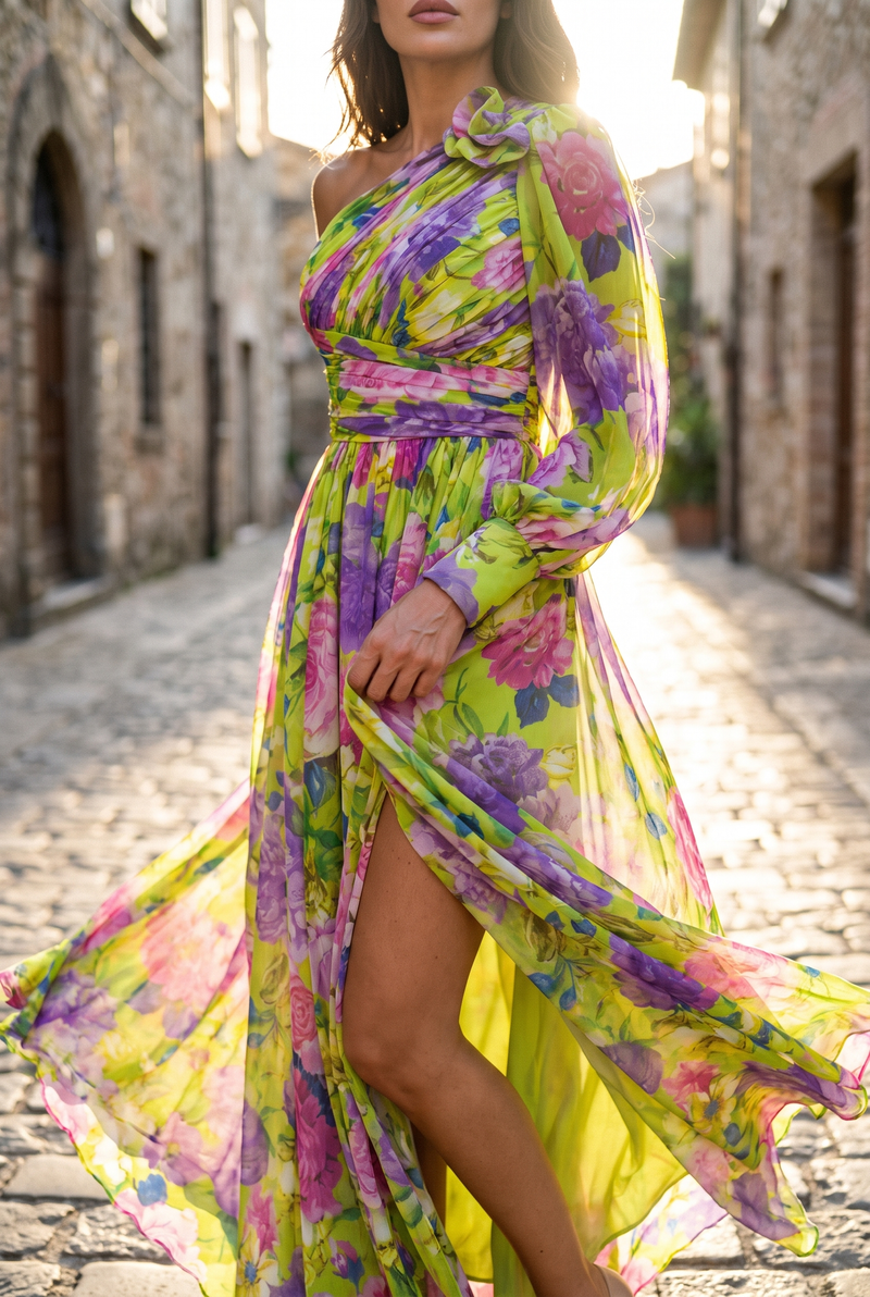 Valentina One-Shoulder Maxi Dress | Women's Floral Resort Gown