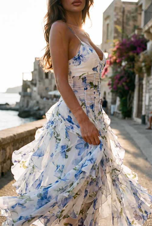 Cleo Tiered Maxi Dress | Women's V-Neck Occasion Gown