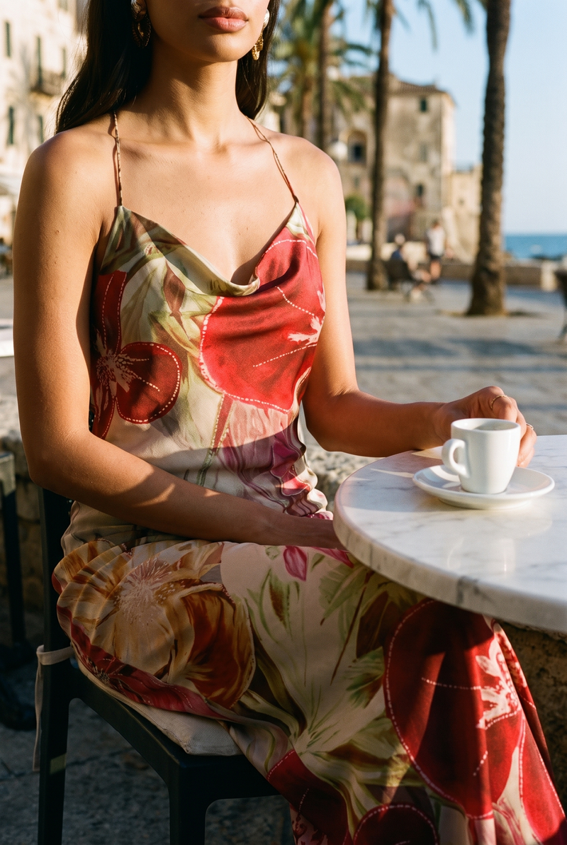 Ruby Cowl-Neck Maxi Dress | Women's Floral Bias-Cut Gown