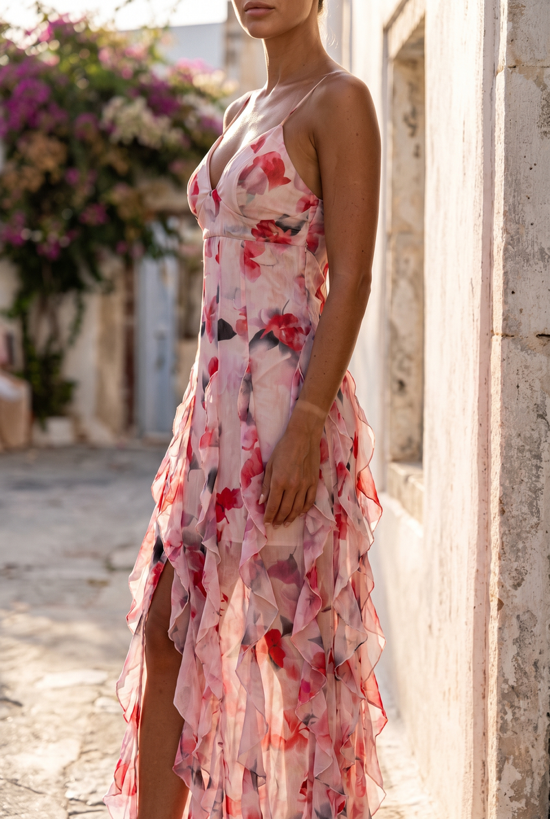 Cleo Tiered Maxi Dress | Women's V-Neck Occasion Gown