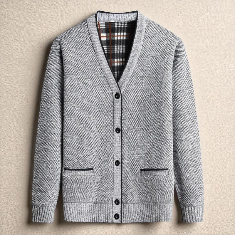 Men’s Textured Knit Cardigan – Cotton Blend Button-Up Design