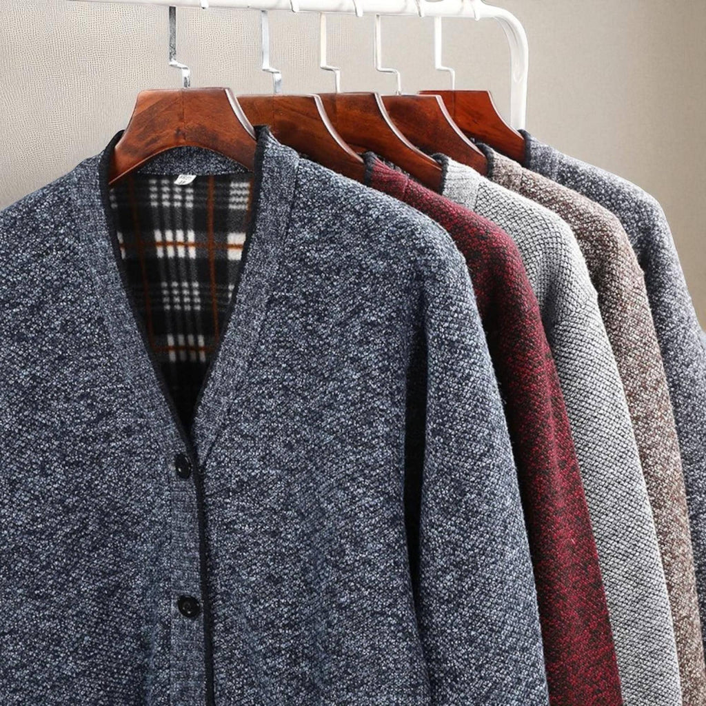 Men’s Textured Knit Cardigan – Cotton Blend Button-Up Design