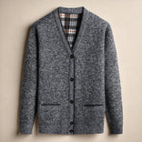 Men’s Textured Knit Cardigan – Cotton Blend Button-Up Design in Dark Grey