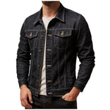 Denim Jacket – Button-Up Vintage Style – Slim Fit – Men's Casual Outerwear Australia in Black