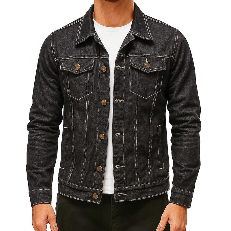 Denim Jacket – Button-Up Vintage Style – Slim Fit – Men's Casual Outerwear Australia