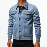 Denim Jacket – Button-Up Vintage Style – Slim Fit – Men's Casual Outerwear Australia in Light Blue