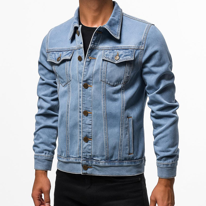Denim Jacket – Button-Up Vintage Style – Slim Fit – Men's Casual Outerwear Australia
