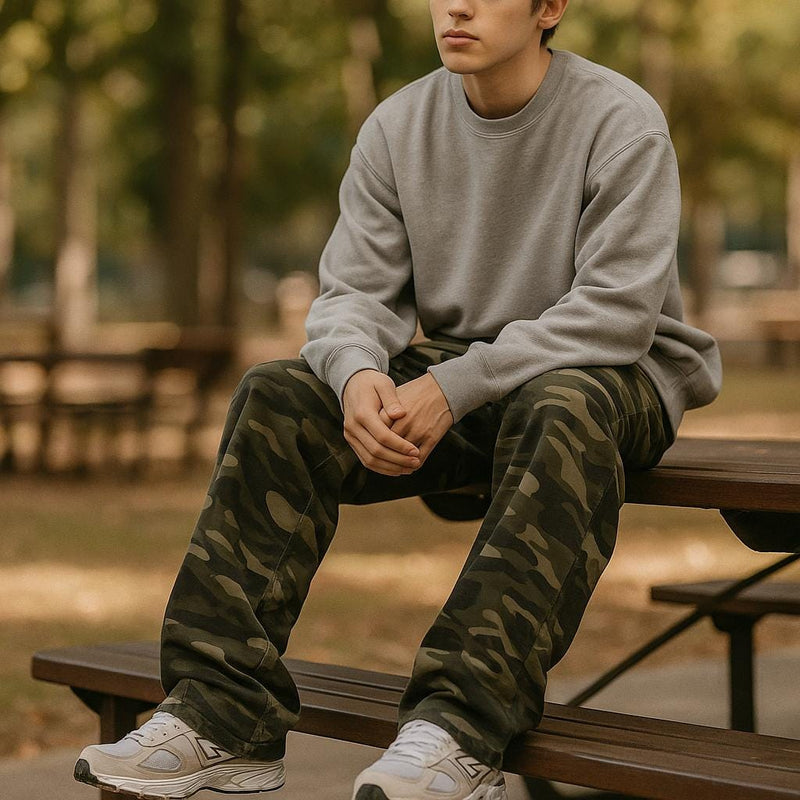 Cargo Pants – Camouflage Print Wide-Leg – Men's Casual Australia