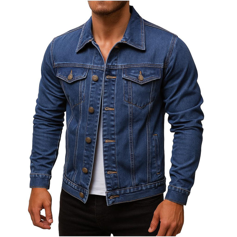 Denim Jacket – Button-Up Vintage Style – Slim Fit – Men's Casual Outerwear Australia