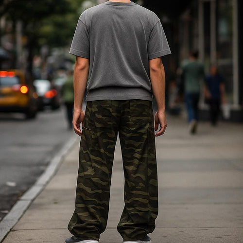 Cargo Pants – Camouflage Print Wide-Leg – Men's Casual Australia
