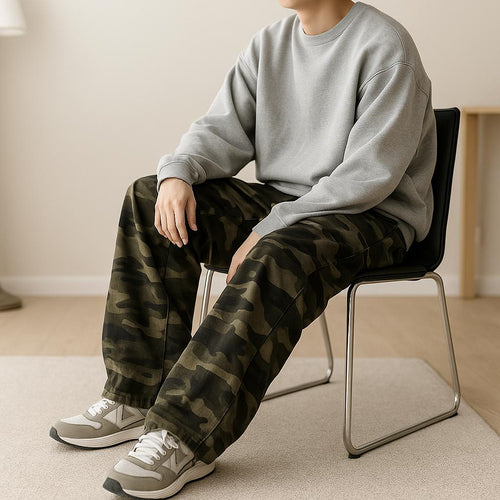 Cargo Pants – Camouflage Print Wide-Leg – Men's Casual Australia
