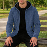 Hooded Jacket – Fleece-Lined Longline – Relaxed Fit – Men's Winter Outerwear Australia in Blue