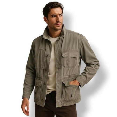 Utility Jacket – Cotton Blend Olive Green – Tailored Fit – Men's Winter Outerwear Australia