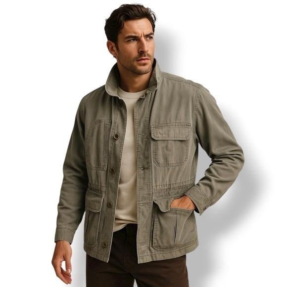 Utility Jacket – Cotton Blend Olive Green – Tailored Fit – Men's Winter Outerwear Australia