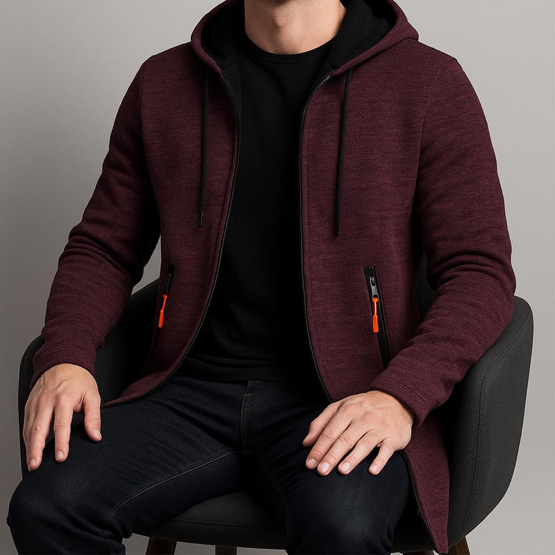 Hooded Jacket – Fleece-Lined Longline – Relaxed Fit – Men's Winter Outerwear Australia