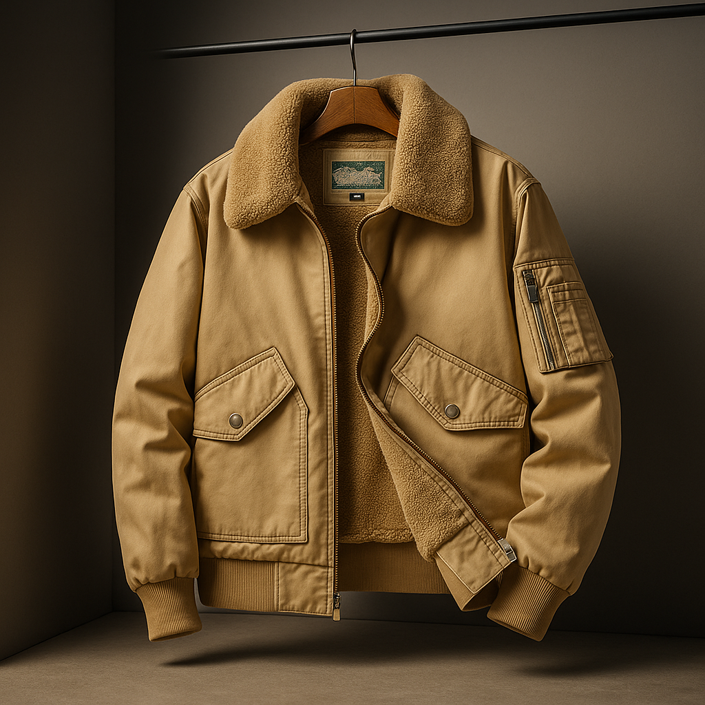 Men's Classic Bomber Jacket Trucker Fleece Inner
