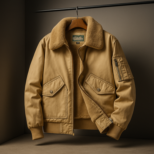 Bomber Jacket – Fleece-Lined Shearling Collar – Regular Fit – Men's Winter Outerwear Australia
