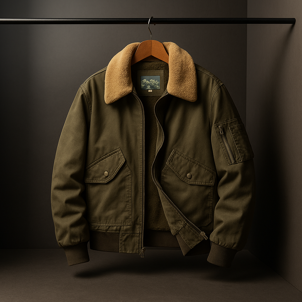 Men's Classic Bomber Jacket Trucker Fleece Inner
