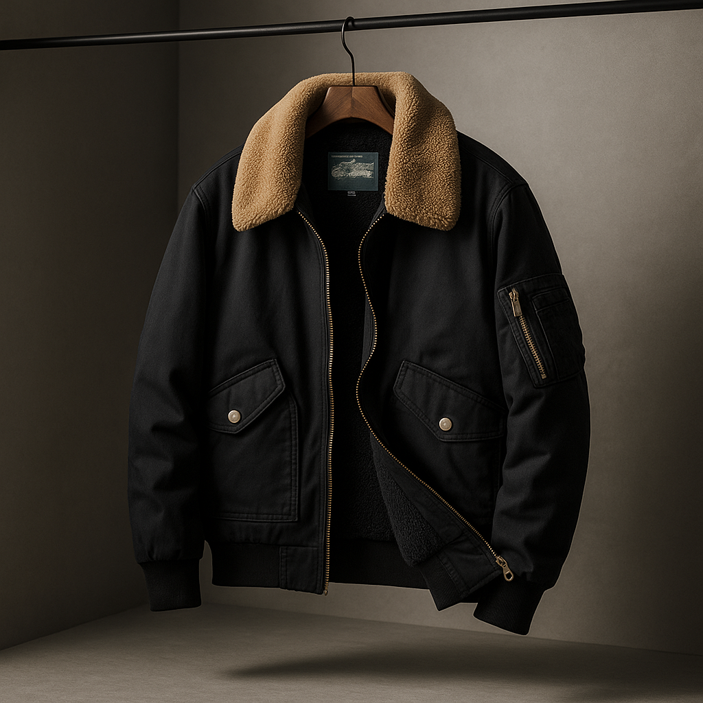 Men's Classic Bomber Jacket Trucker Fleece Inner