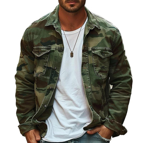 Canvas Jacket – Camouflage Print Lapel – Regular Fit – Men's Casual Outerwear Australia