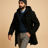 Wool Blend Coat – Long Length Lightweight – Regular Fit – Men's Winter Outerwear Australia in Black