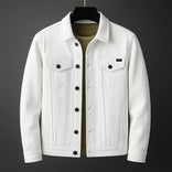 Denim Jacket – Classic Button-Up Collar – Regular Fit – Men's Casual Outerwear Australia in White