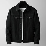 Denim Jacket – Classic Button-Up Collar – Regular Fit – Men's Casual Outerwear Australia in Black
