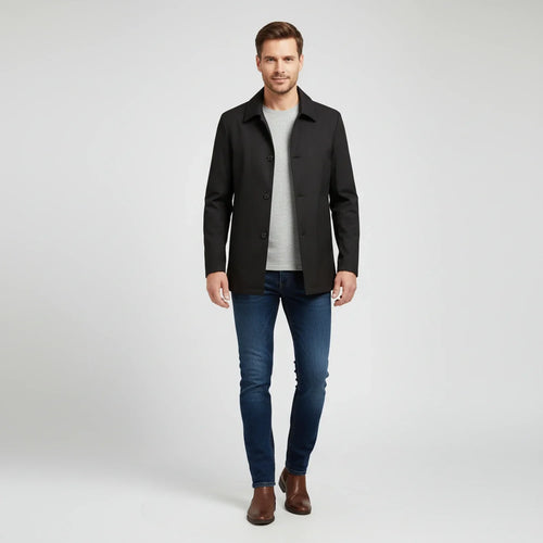 Button-Down Jacket – Collared Mid-Length – Regular Fit – Men's Smart Casual Outerwear Australia