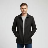 Button-Down Jacket – Collared Mid-Length – Regular Fit – Men's Smart Casual Outerwear Australia in Black