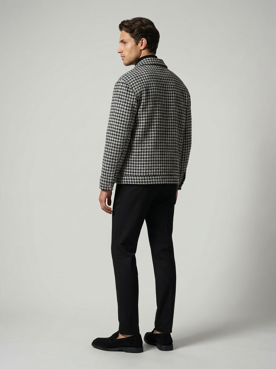 Men's Check Spread Collar Cropped Jacket
