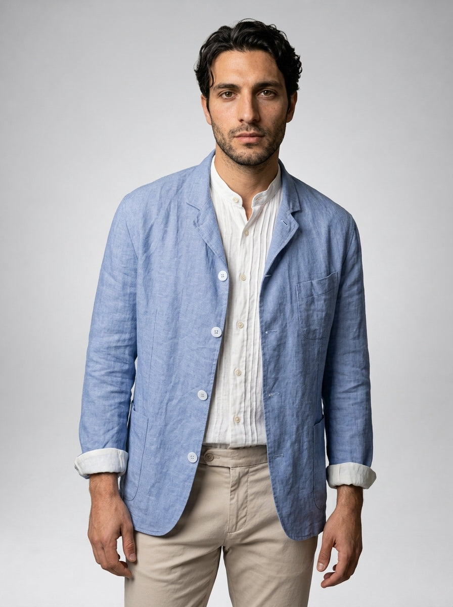 Men's Linen Notch Lapel Jacket