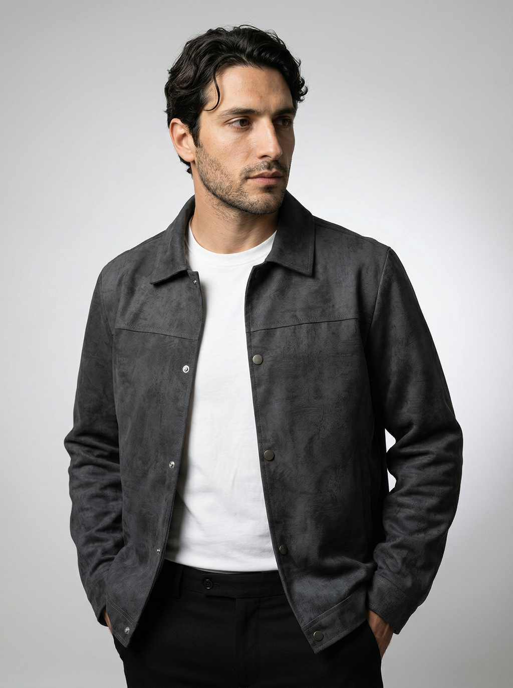 Men's Textured Snap Front Jacket