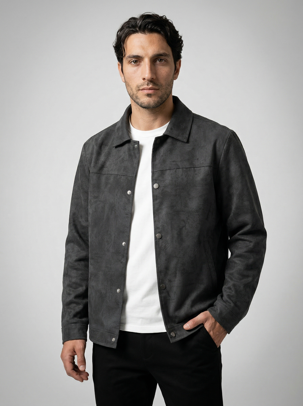 Men's Textured Snap Front Jacket