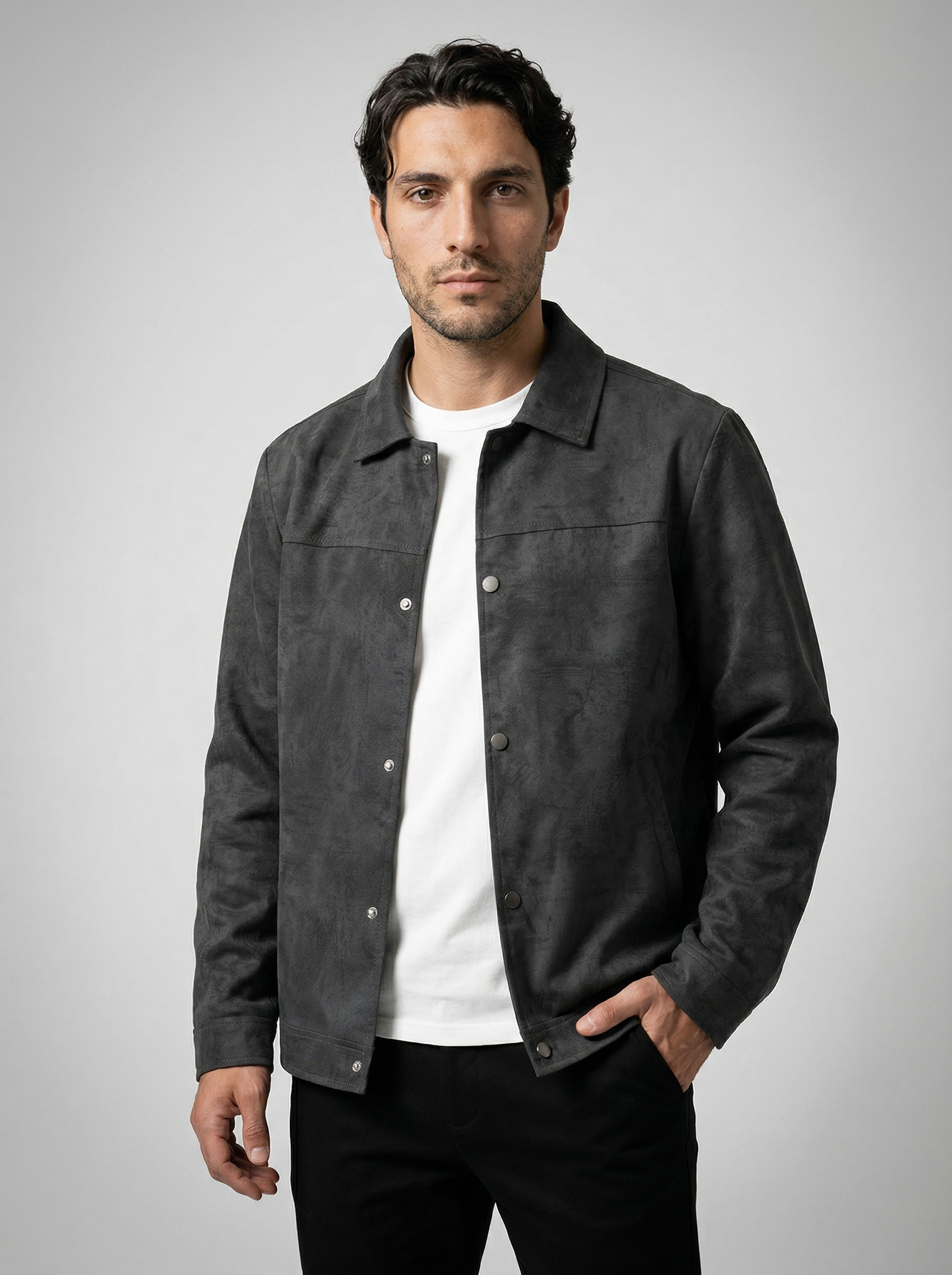 Men's Textured Snap Front Jacket