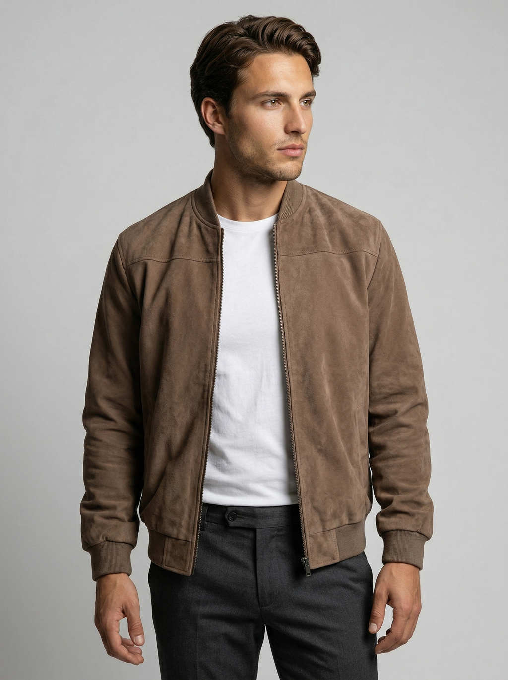 Men's Zip Front Stand Collar Flight Jacket
