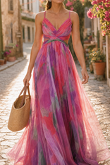 Rosalind Floral Tulle Maxi Dress | Women's Formal Dress in Pink