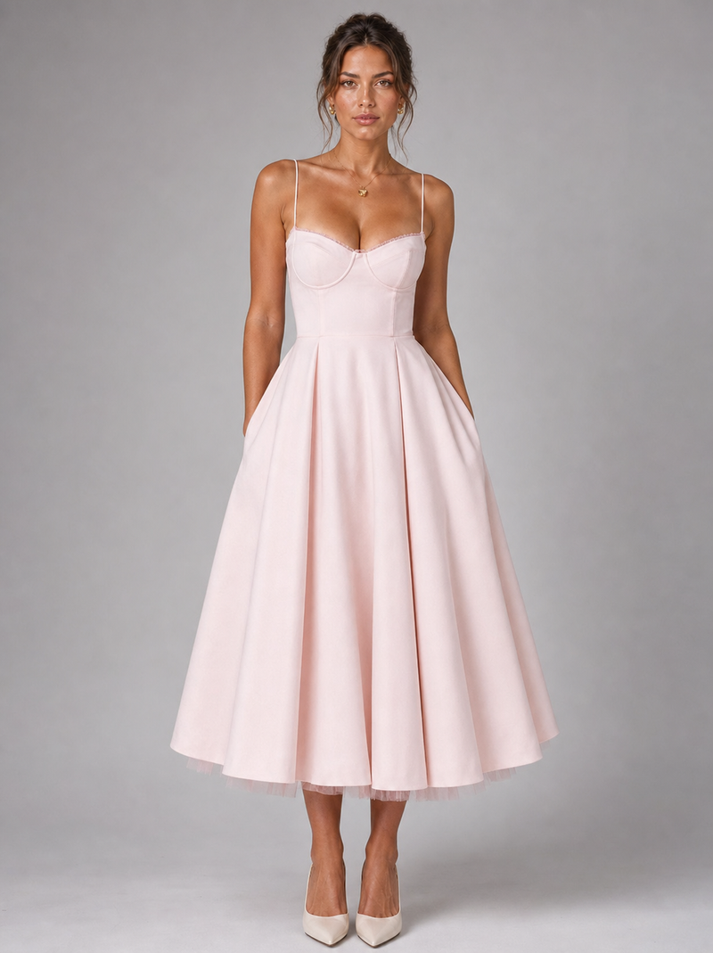 Rosalie Corset Midi Dress | Women's Full-Skirt Occasion Dress