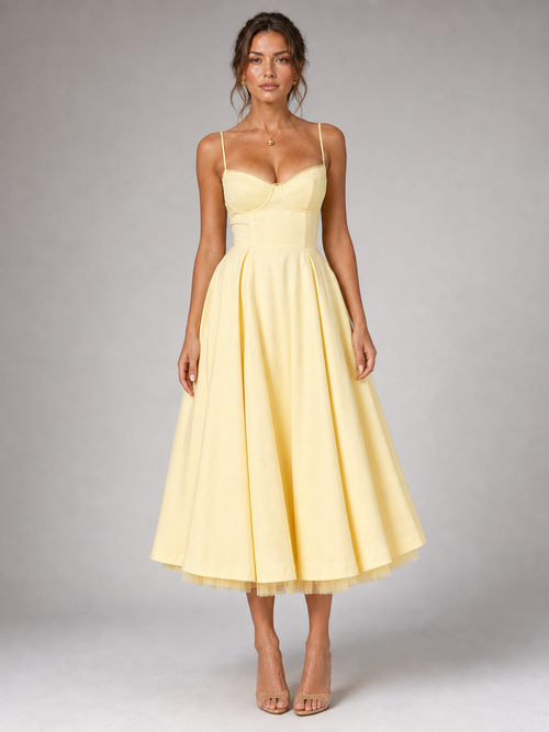 Rosalie Corset Midi Dress | Women's Full-Skirt Occasion Dress