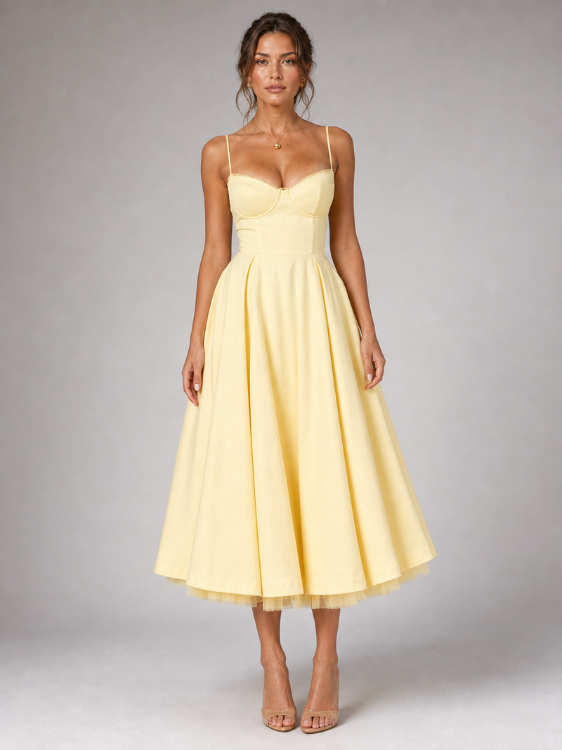 Rosalie Corset Midi Dress | Women's Full-Skirt Occasion Dress