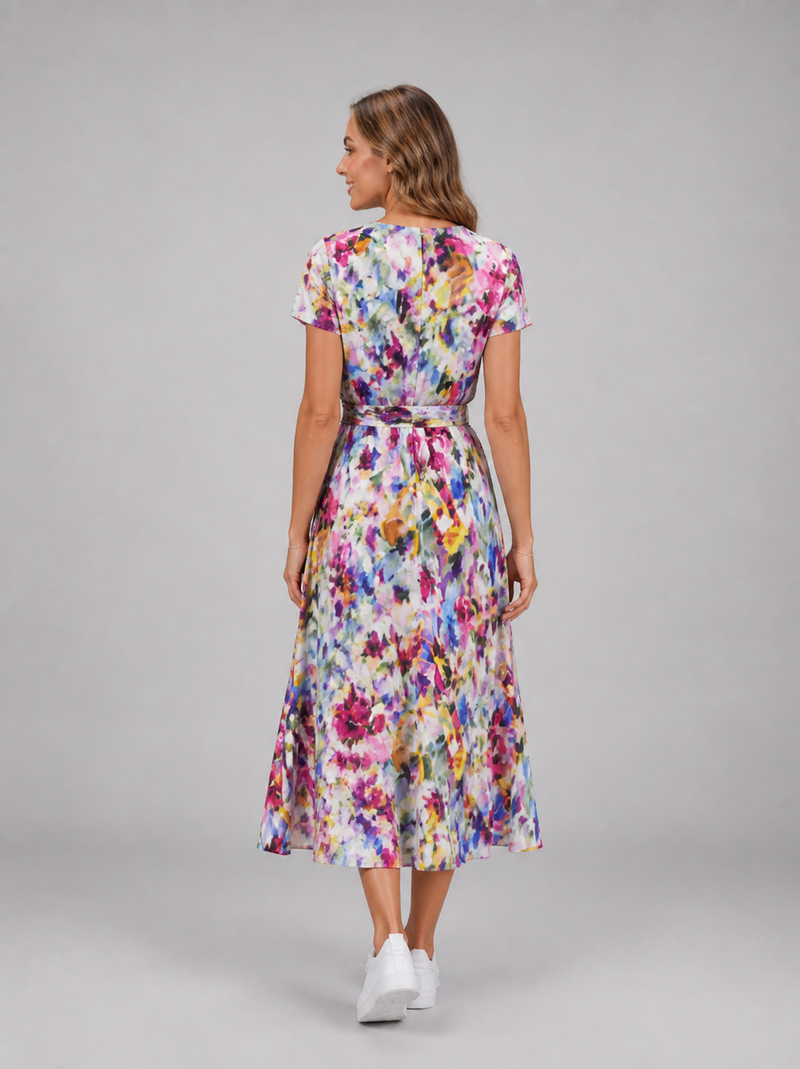 Yasmine Floral Wrap Midi Dress | Women's V-Neck Summer Dress