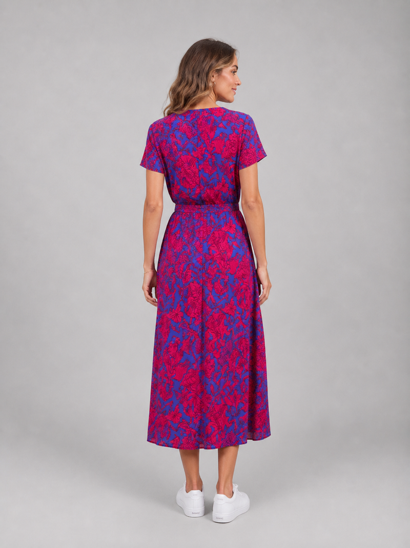Yasmine Floral Wrap Midi Dress | Women's V-Neck Summer Dress