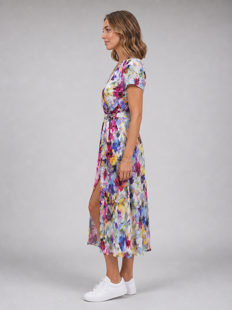 Yasmine Floral Wrap Midi Dress | Women's V-Neck Summer Dress