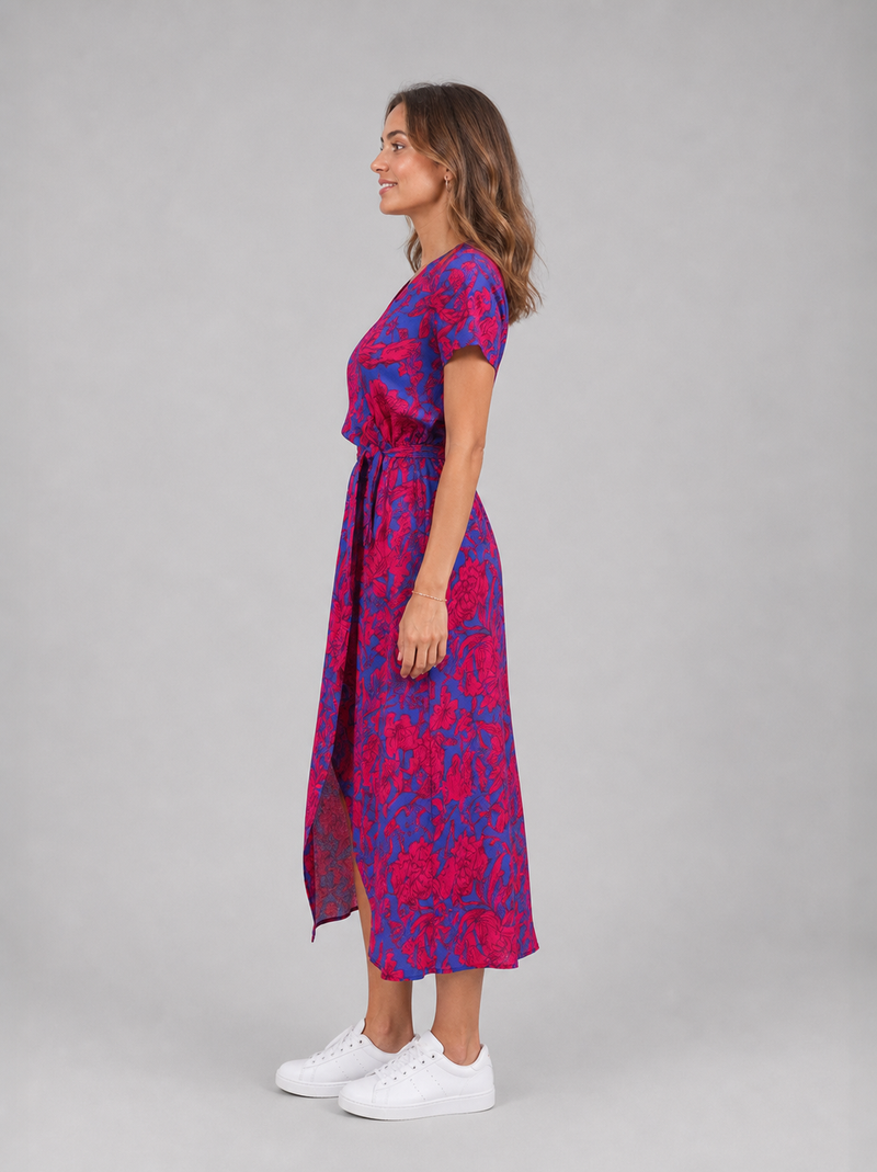 Yasmine Floral Wrap Midi Dress | Women's V-Neck Summer Dress
