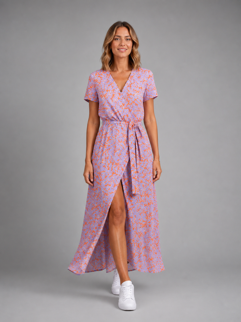 Yasmine Floral Wrap Midi Dress | Women's V-Neck Summer Dress