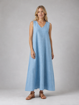 Linnea Maxi Dress | Women's Sleeveless V-Neck Relaxed Summer Dress in Blue