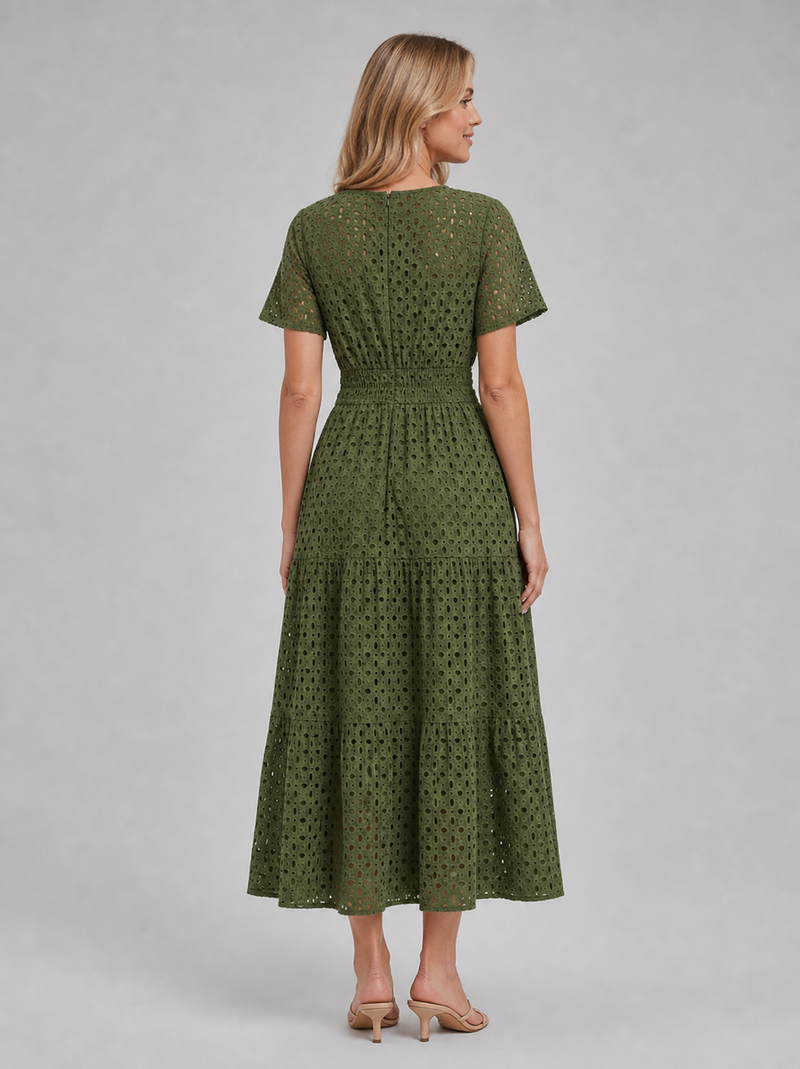 Posy Eyelet Midi Dress | Women's A-Line Tiered Summer Dress